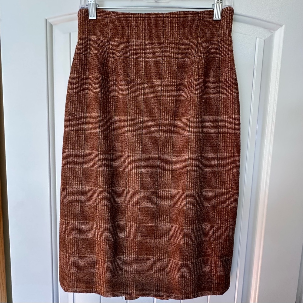 Vintage Doncaster Brown Checkered Pencil Skirt
